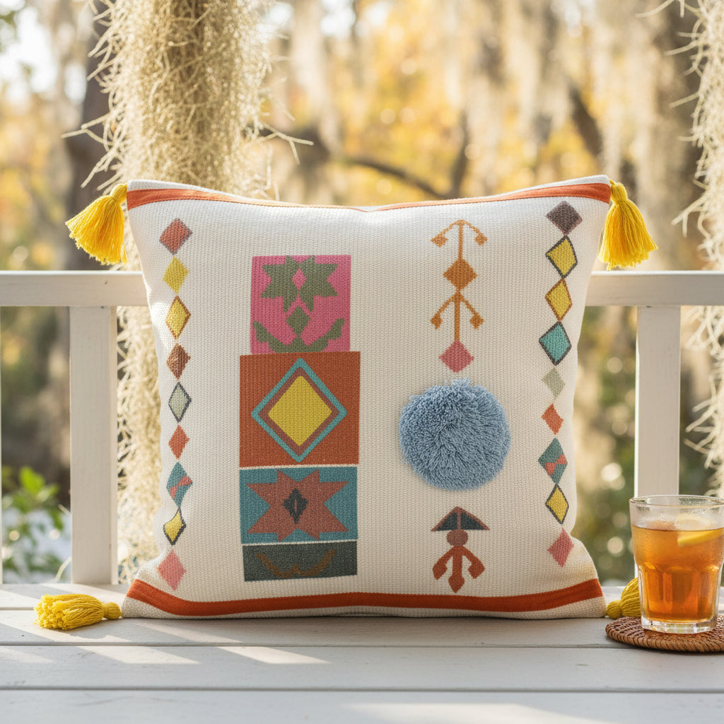 Textured Boho Accent Pillow