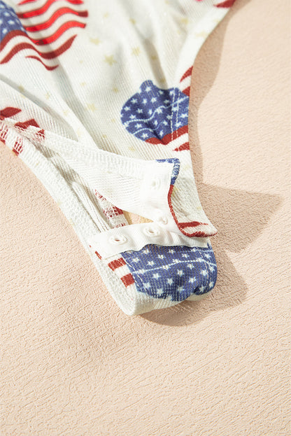 Americana Mesh Long Sleeve Bodysuit