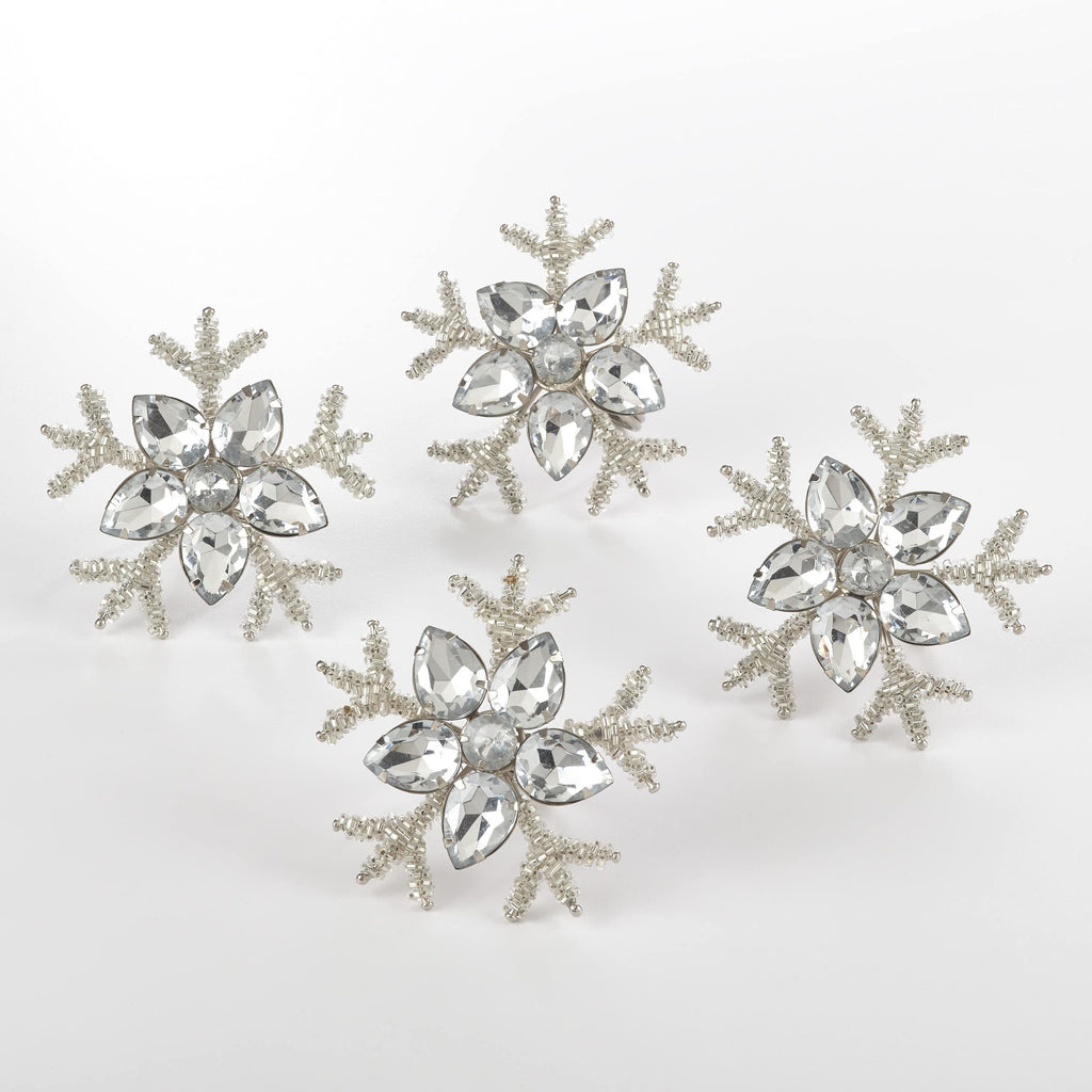 Beaded Snowflake Napkin Rings — Set of 4