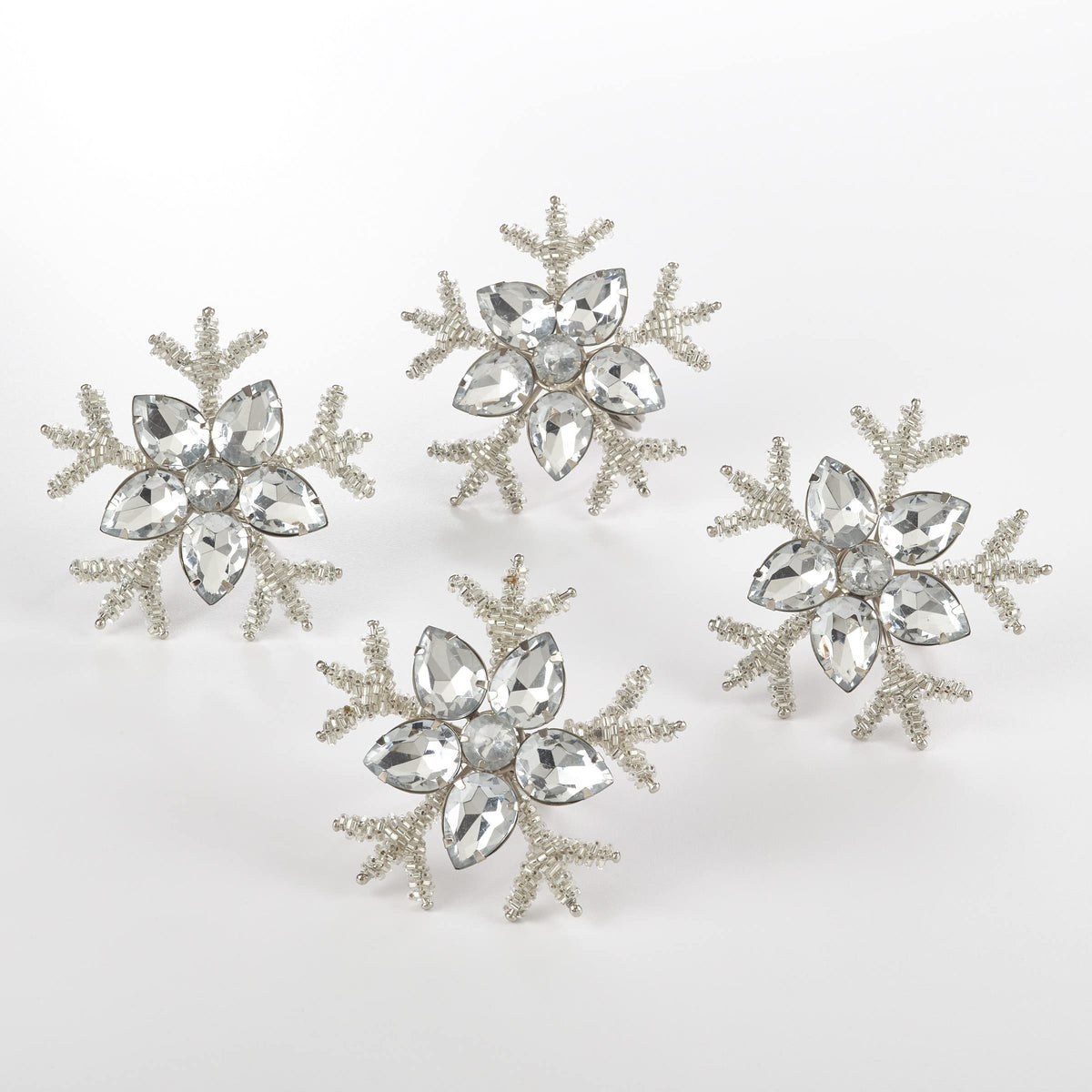 Beaded Snowflake Napkin Rings — Set of 4