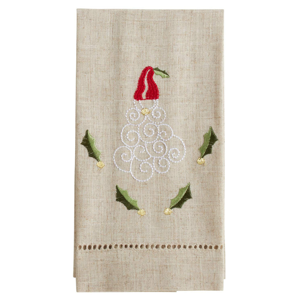 Embroidered Santa Guest Towels — Set of 4