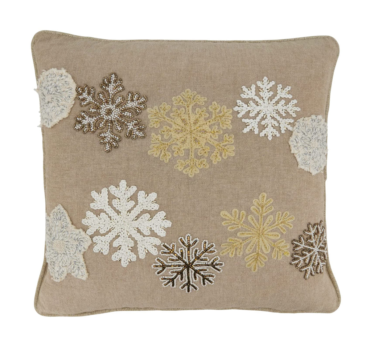 Beaded Snowflake Throw Pillow — 18 × 18 in