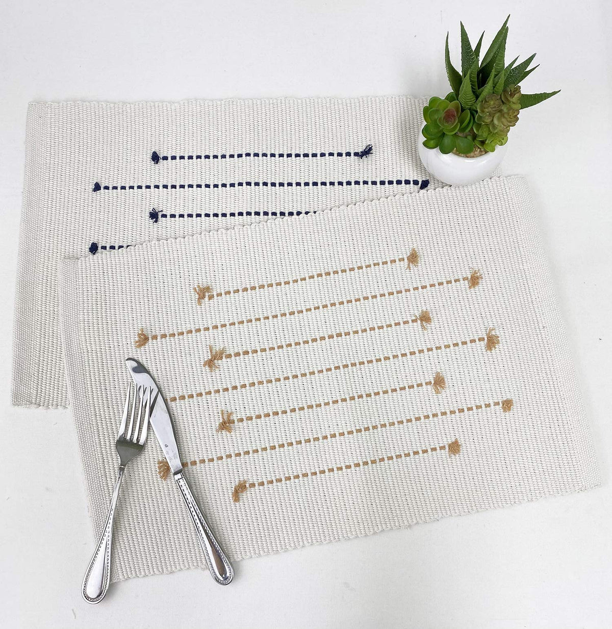 Textured Stripe Cotton Placemats