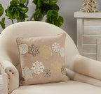 Beaded Snowflake Throw Pillow — 18 × 18 in