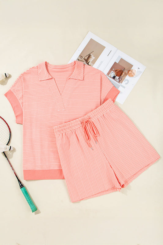 Plus Size Stripe T-Shirt and Shorts Set