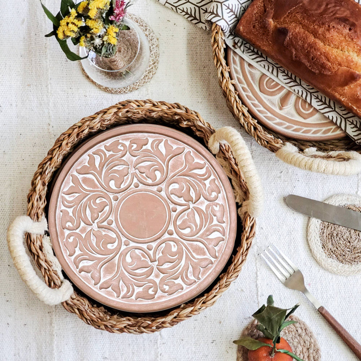 Vine Handmade Bread Warmer & Wicker Basket