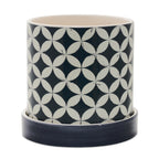 Geometric Pattern Planter with Plate (Set of 2)