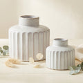 Ribbed Porcelain Vase with Washed Finish (Set of 2)