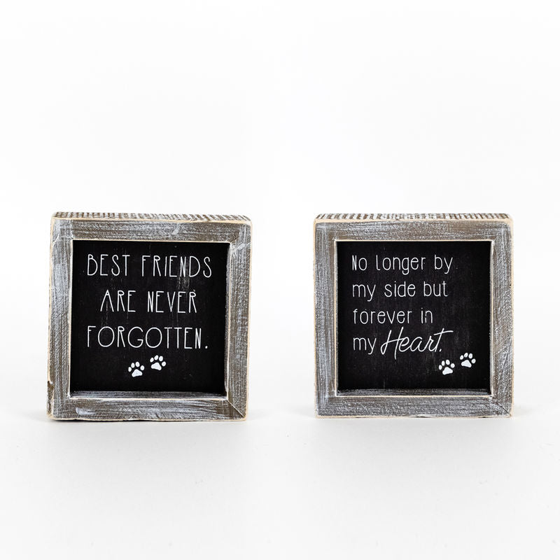 5" X 5" X 1.5" Reversible Wood Framed Sign (Never Forgotten/Forever In My Heart) Black/white