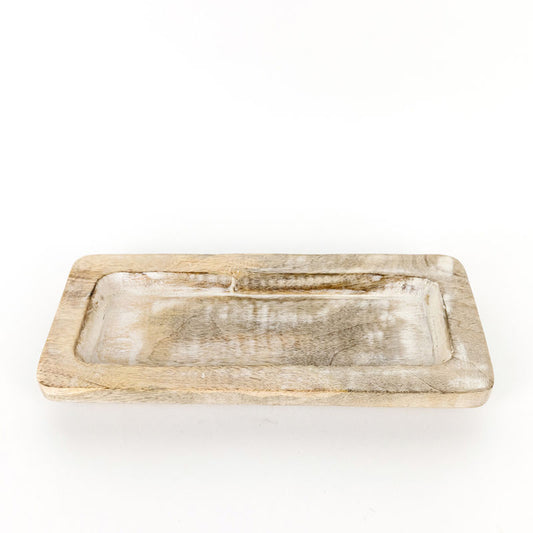 12.5x1.5x5.5 Mango Wood tray, natural/white