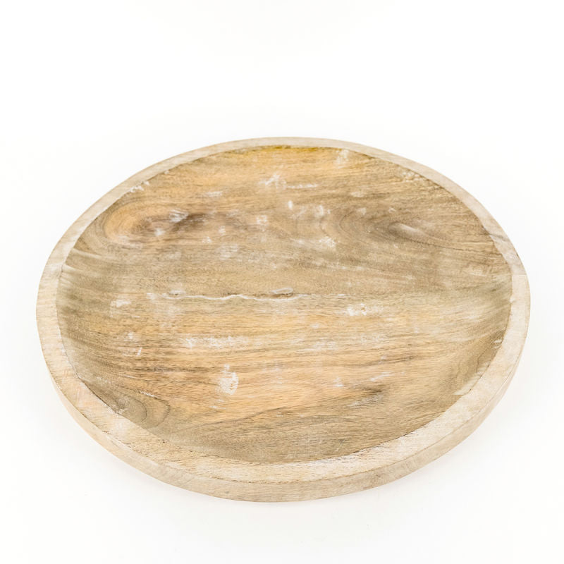 8x1.5x8 Mango Wood rnd tray, natural/white