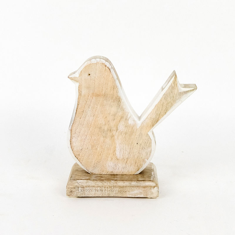 6x6.5x2.5 Mango Wood cutout (BIRD) natural/white