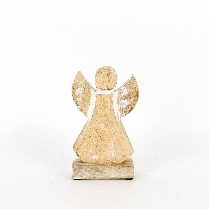 4.5x7x2 Mango Wood cutout on stand (ANGEL) Natural / White