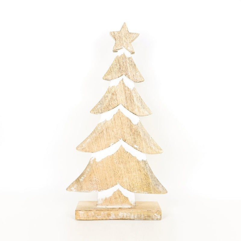 11.5x22x3 Mango Wood cutout (XMAS TREE) natural/white