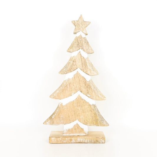 11.5x22x3 Mango Wood cutout (XMAS TREE) natural/white