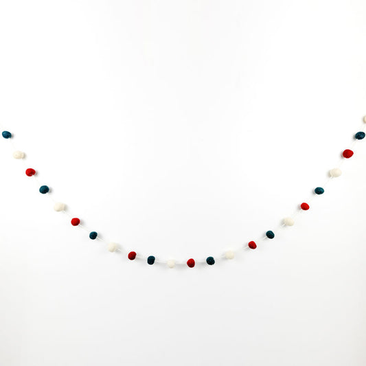 72" X 1.25" Felt Ball Garland, White/Red/Green