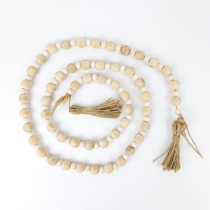 48x.5 bmbo wd bead grlnd w/ tassels, natural/white