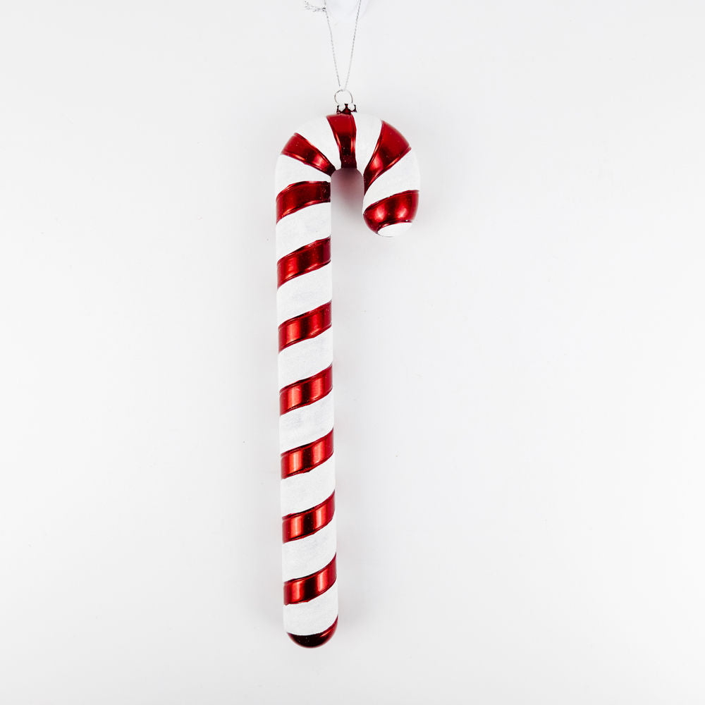 12" acrylic candy cane orn, red/white