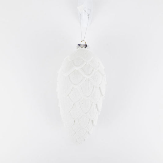 8" acrylic pine cone orn, white