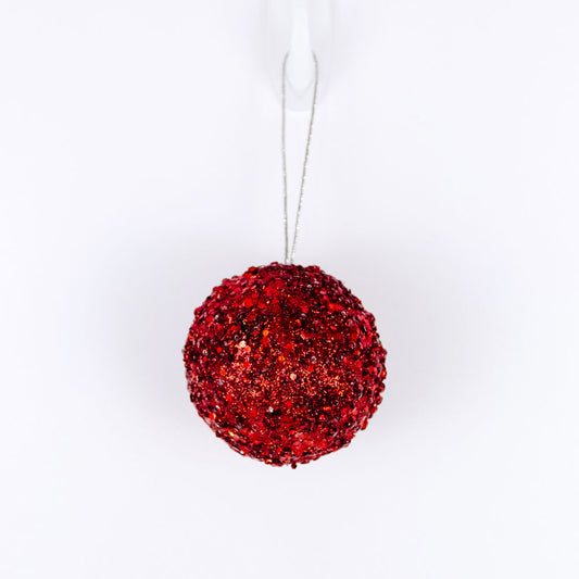 3" jewel ball ornament, red