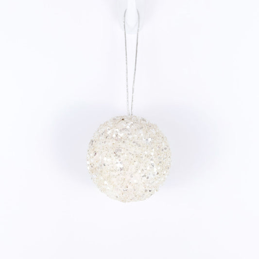 3" jewel ball ornament, white