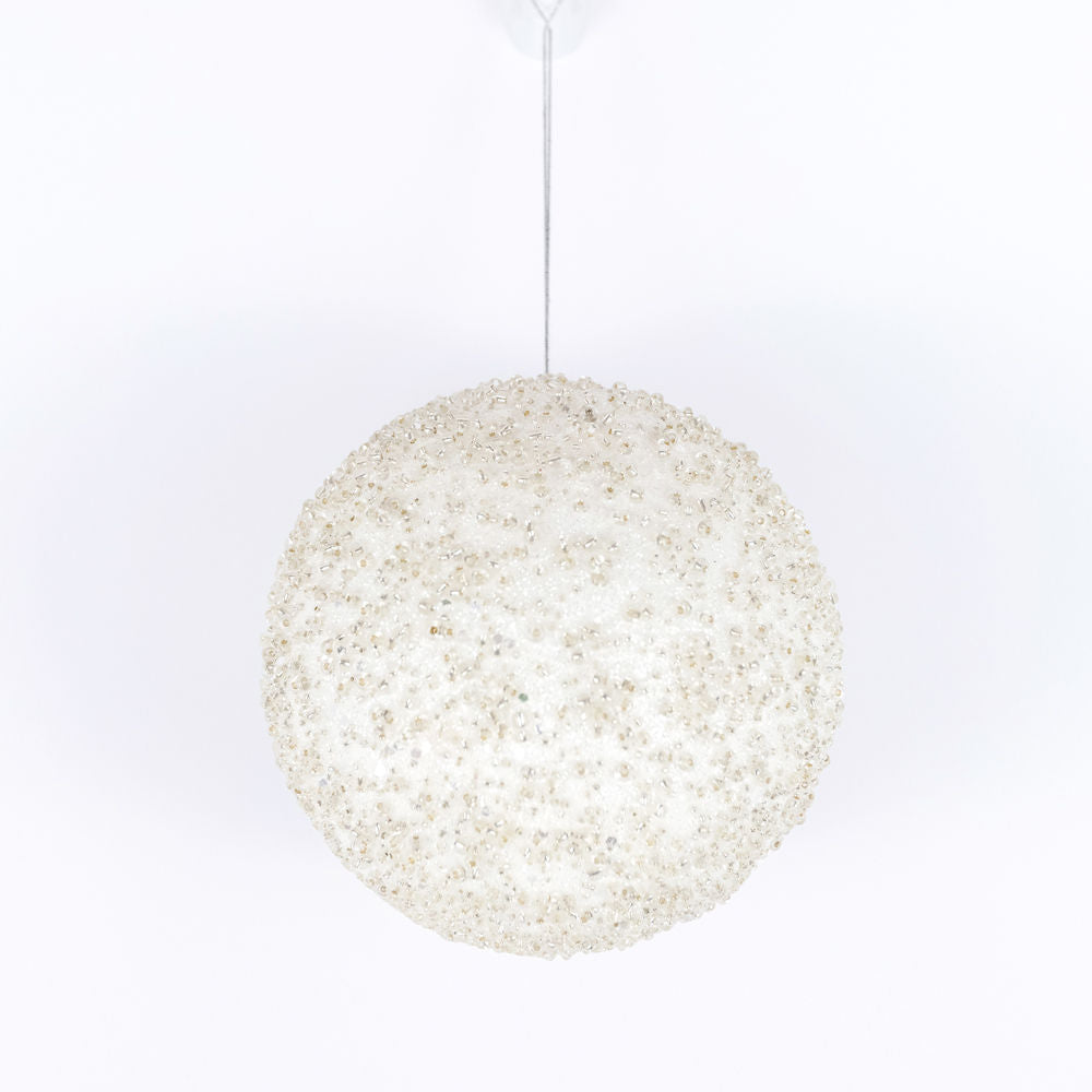 6" jewel ball ornament, white