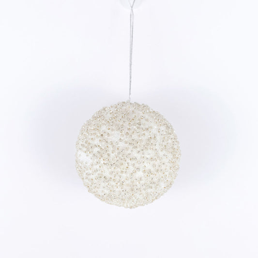 4" jewel ball ornament, white