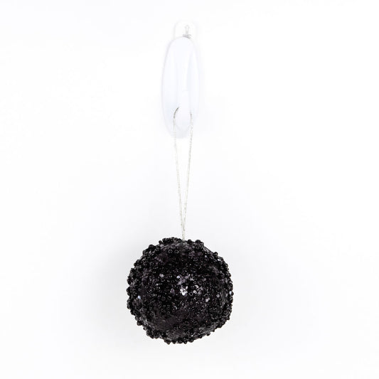 3" jewel ball ornament, black