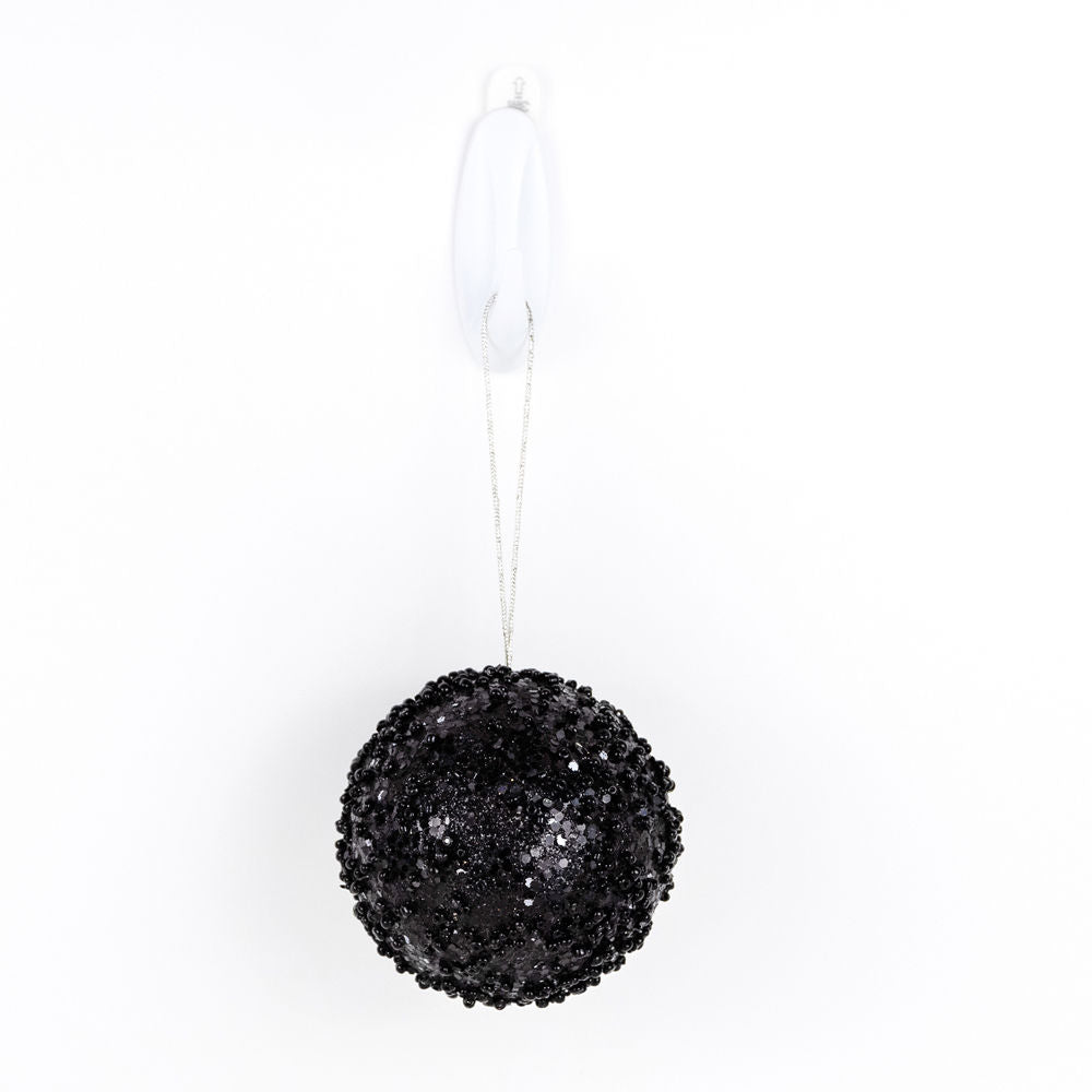 4" jewel ball ornament, black