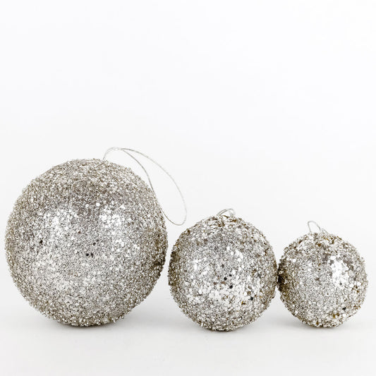 3" jewel ball ornament, silver