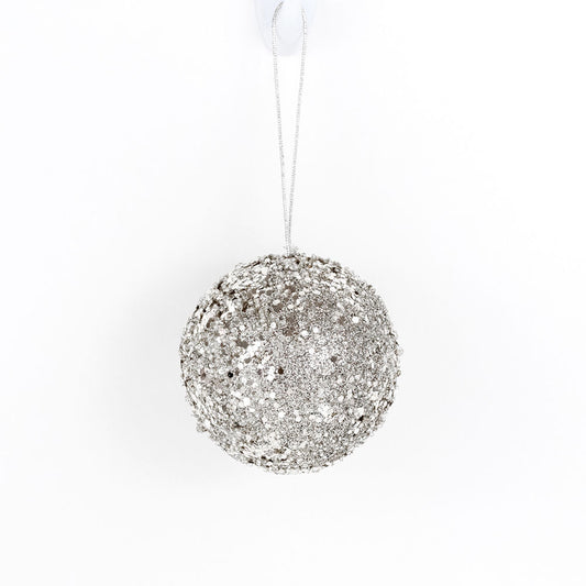 4" jewel ball ornament, silver