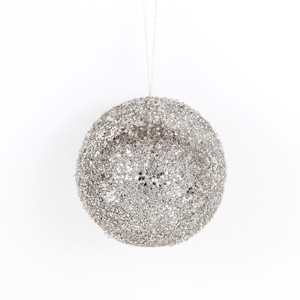 6" jewel ball ornament, silver