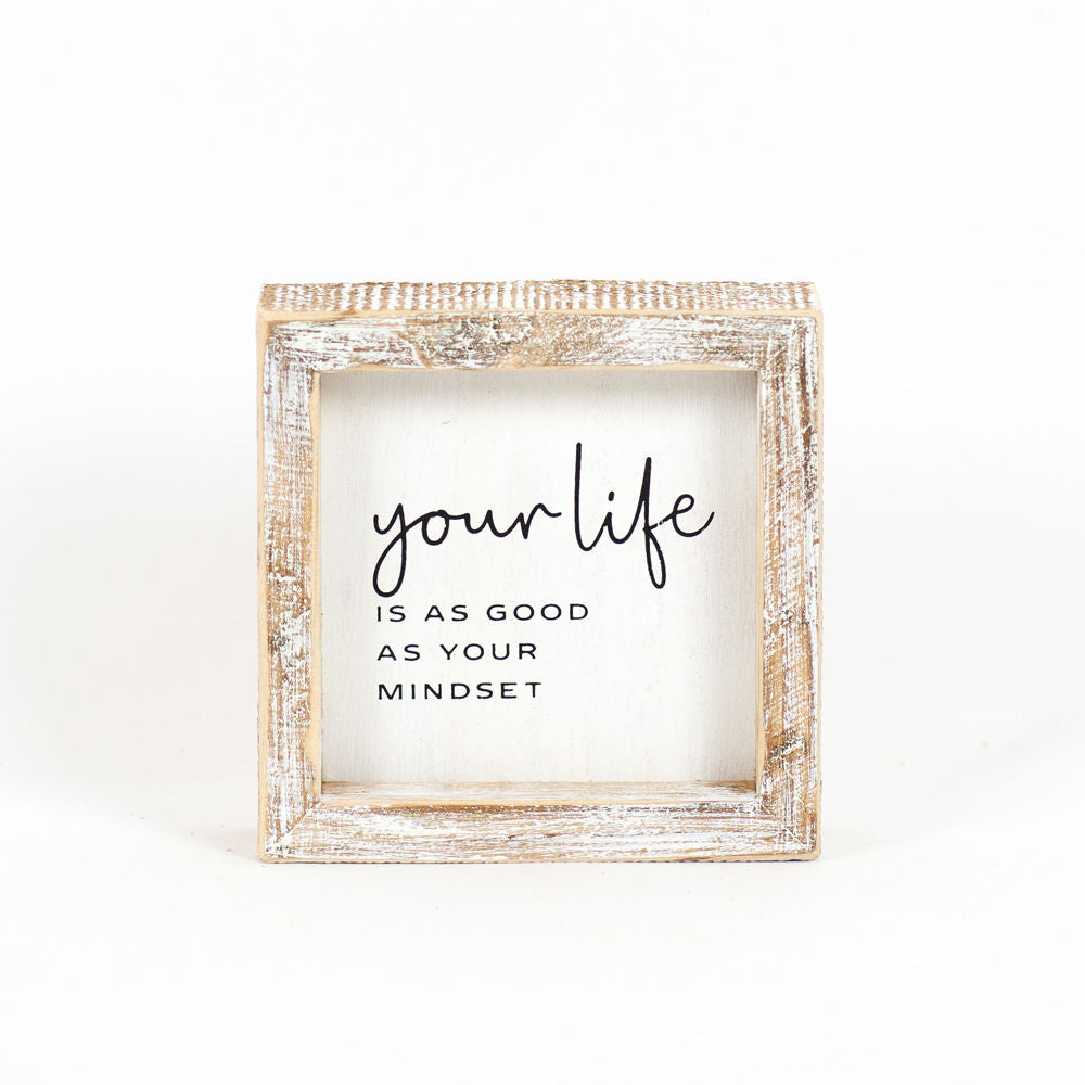 5" X 5" X 1.5" Wood Framed Sign (Your Life) White/Black