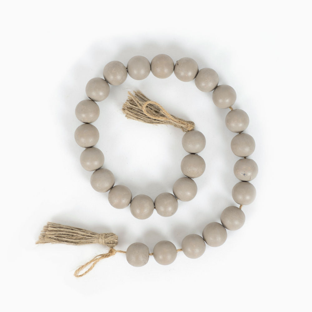 24x1x1 wd bead grlnd w/tassels, grey