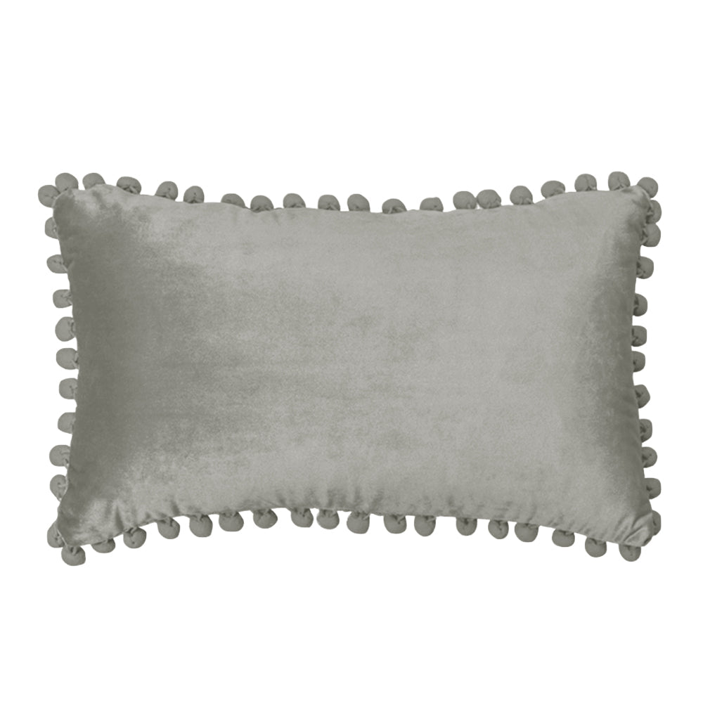Velvet Pom-Pom Lumbar Throw Pillow with Insert, 12''x20''