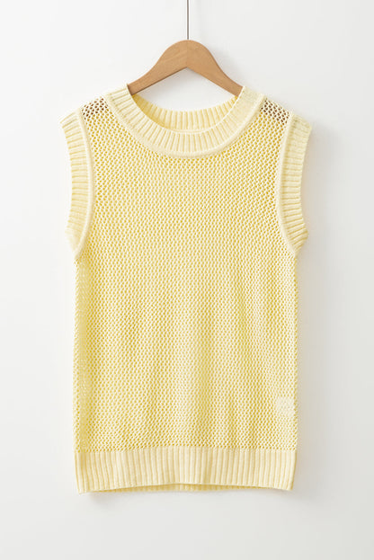 Hollowed Knit Sleeveless Sweater Top