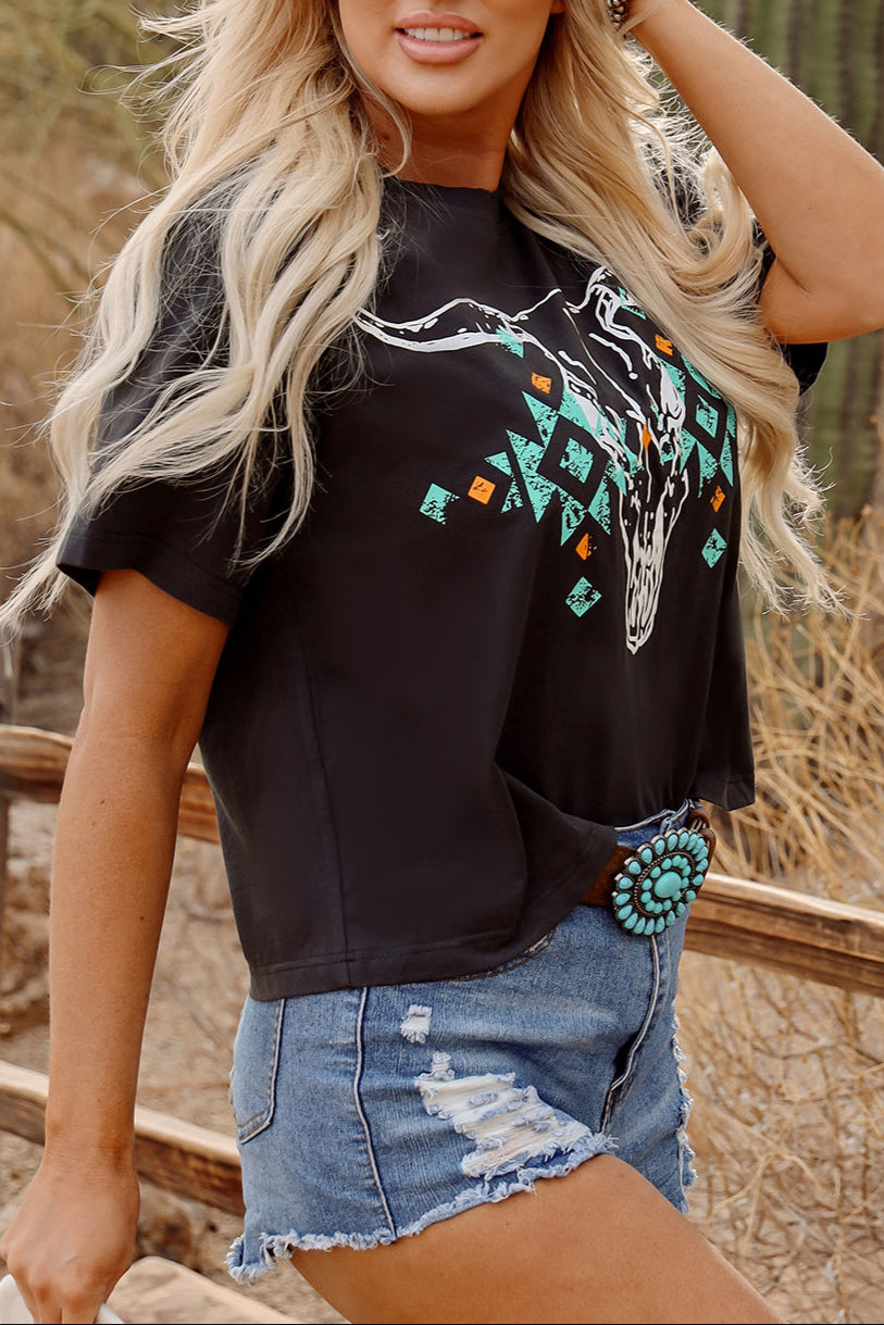Western Bull Head Graphic T-Shirt