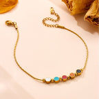 Retro colorful round smiley face interlocking titanium steel bracelet