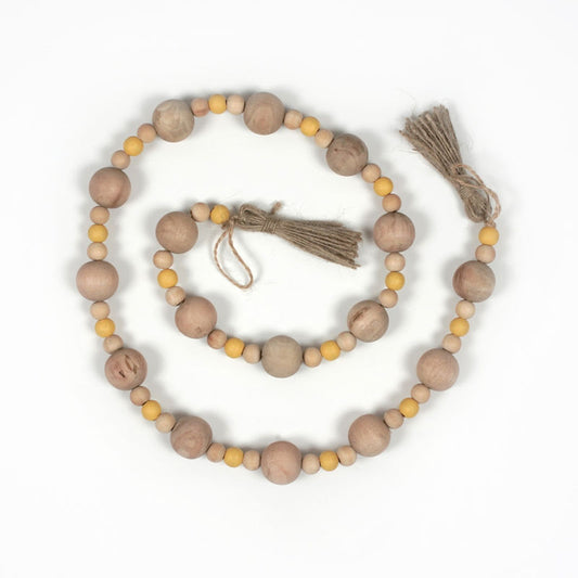 35x1x1 wd bead grlnd w/tassels, natural/yl