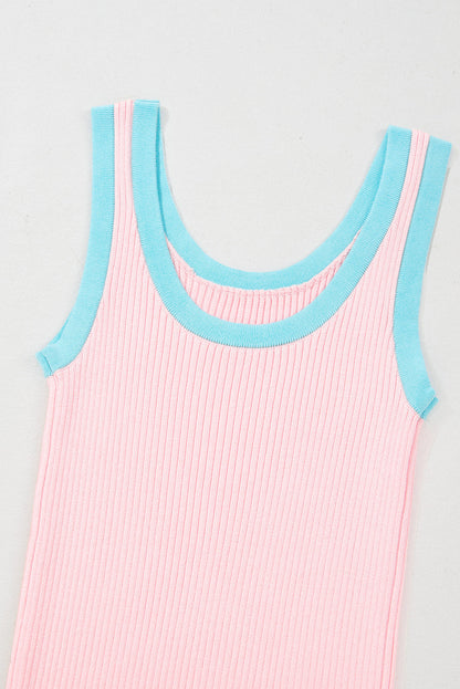 Colorblock Edge Ribbed Tank Top