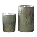 Etched Snowflake Mercury Glass Candle Holder (Set of 2)