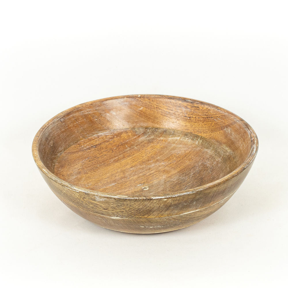 10.5x3.5x10.5 Mango Wood bowl, natural/white