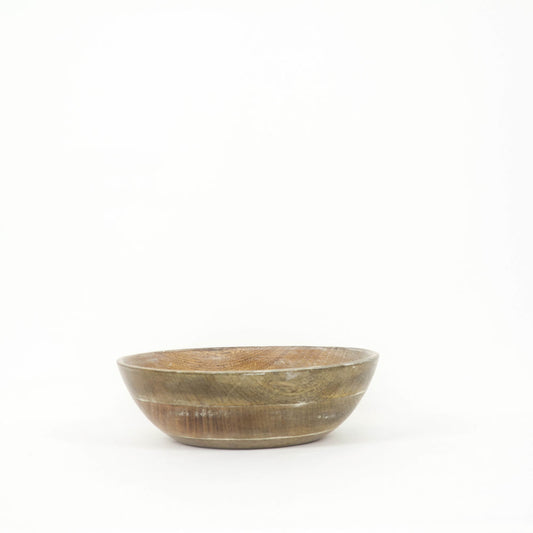 13.75x4.5x13.75 Mango Wood bowl, natural/white