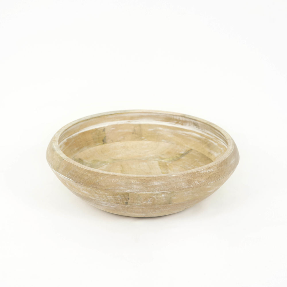 11x3.5x11 Mango Wood bowl, natural/white