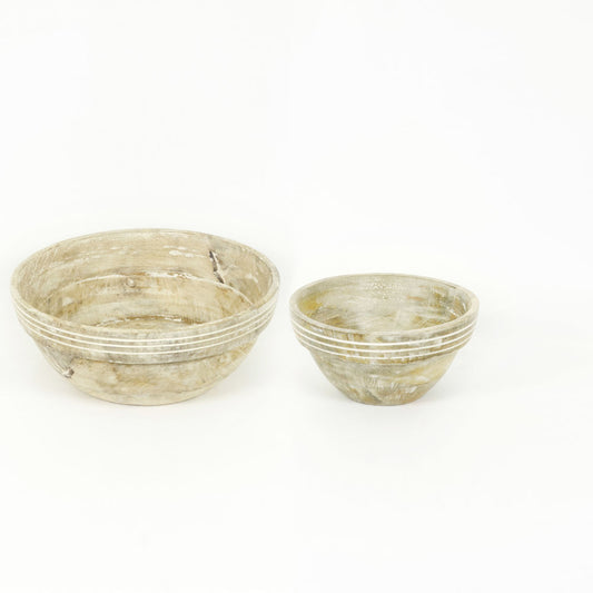 8x4x8 Mango Wood nstd bowls s/2, natural/white