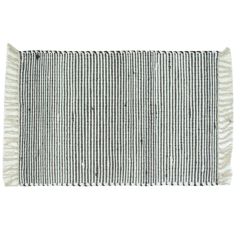 24x35 jute/chindi rug w/ fringes, bk/white