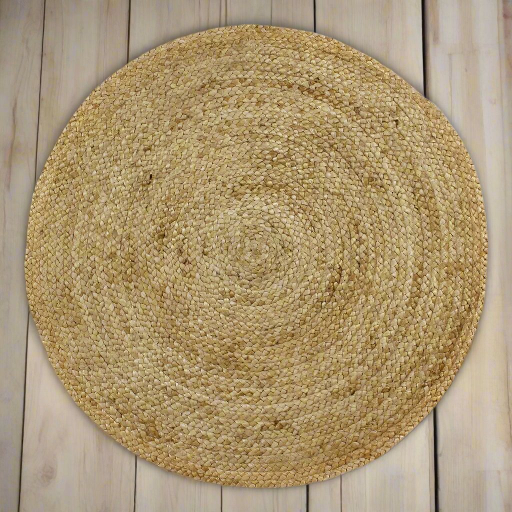 35" D jute braided rnd rug, natural