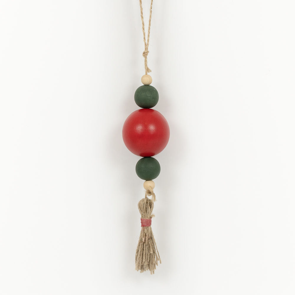 2x8x2 wd orn w/tassel (BEADS) rd/green/natural