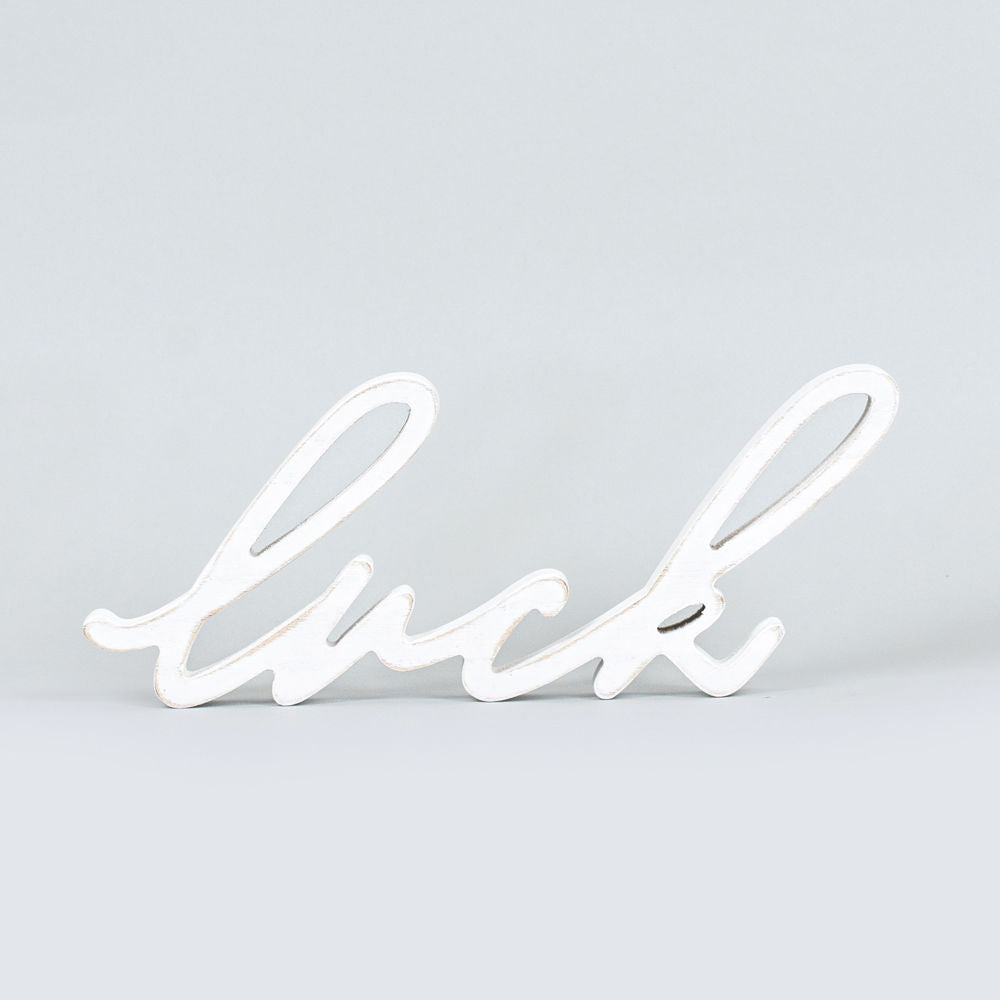 10" X 4" X 1" Wood Cutout (Luck) White