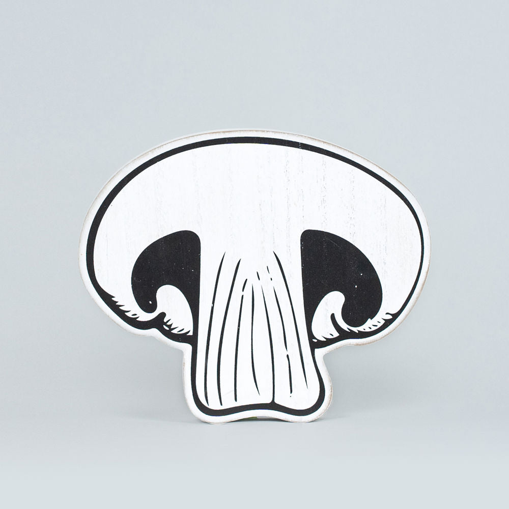 7" X 6" X 1" Wood Cutout (Mushroom) White/Black